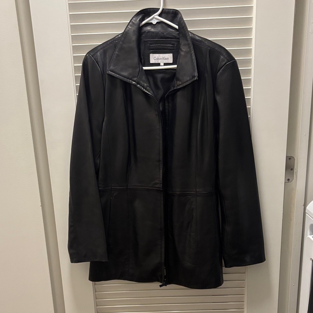 Calvin Klein Women's Sleek Black Leather Jacket